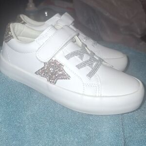 JustFab White Sneakers with Glitter Star